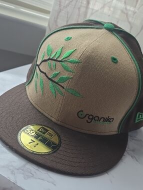 Brown & Tan Embroidered Leaf Snapback Hat